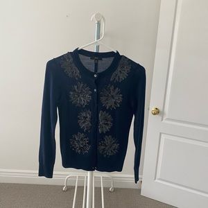Navy blue j crew cardigan with sequins